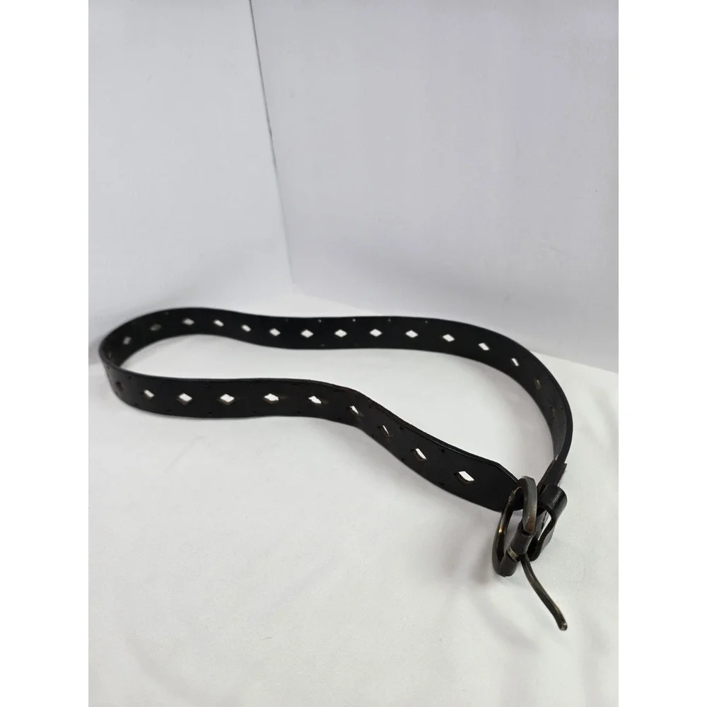 Vintage 90s Dockers Genuine Leather Black Belt XL 1602 Diamond Cutout Western